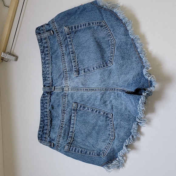 ALTER'D STATE Embroidered Trim Denim Jean Shorts Festival Frayed - Picture 7 of 10